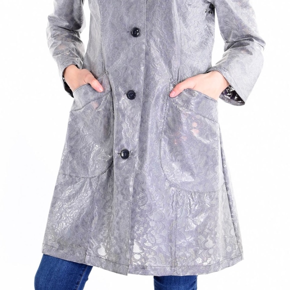 NWT Tailored Lace Semi-Sheer Raincoat - Picture 4 of 5